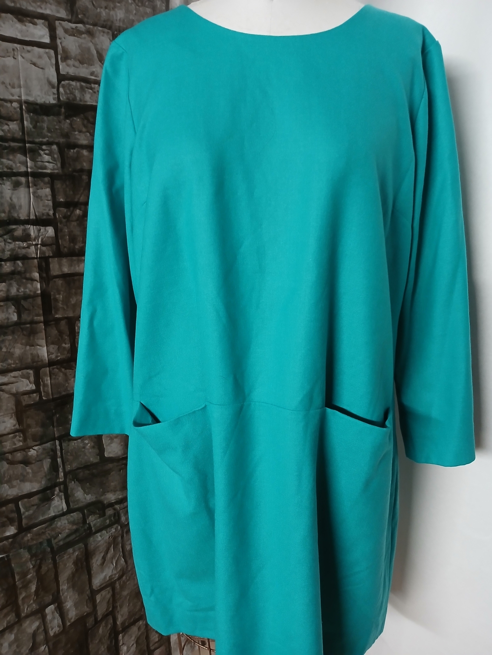 J. Crew Teal Long-Sleeve Shift Dress with Pockets